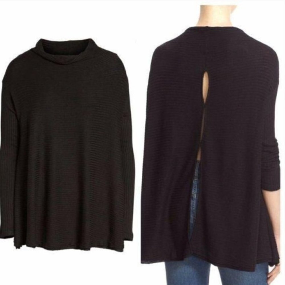 Free People Womens Lover Rib Split Back Knit Sweater S K86